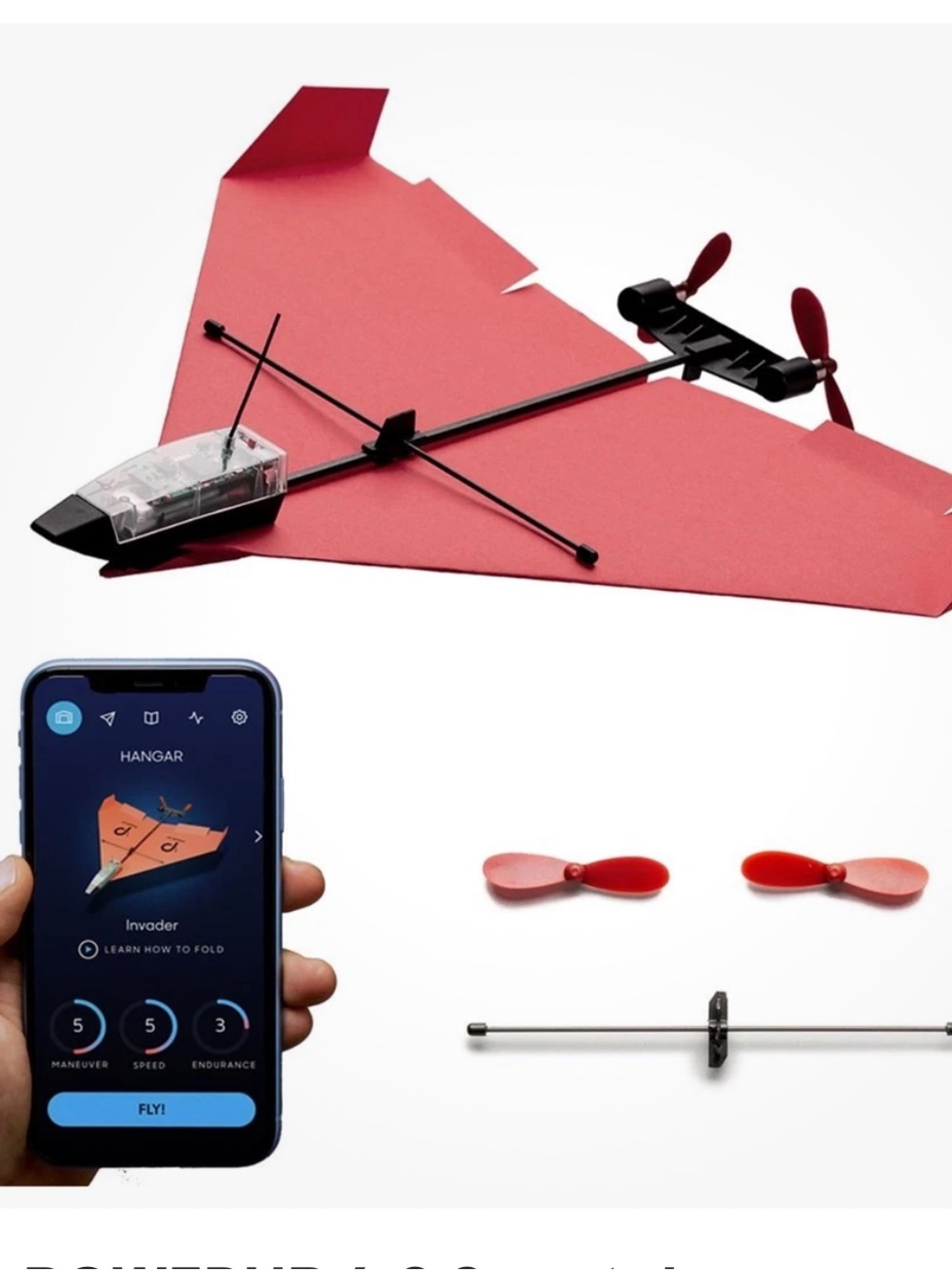 PowerUp 4.0 Smartphone Controlled Paper Airplane Kit Bluetooth - NEW